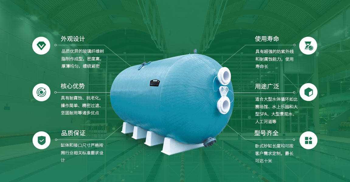 泳池卧式过滤砂缸